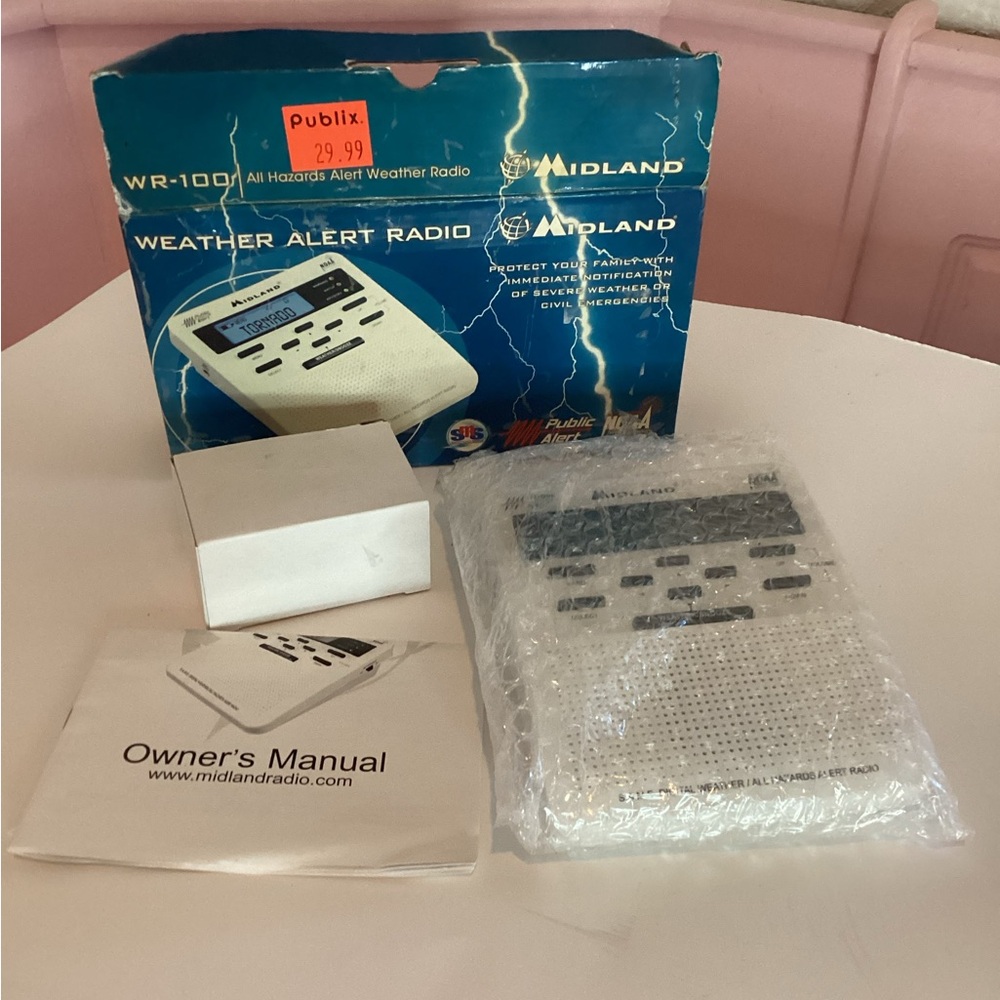 Midland Weather Alert Radio WR-100 all hazard digital public alert NOAA white